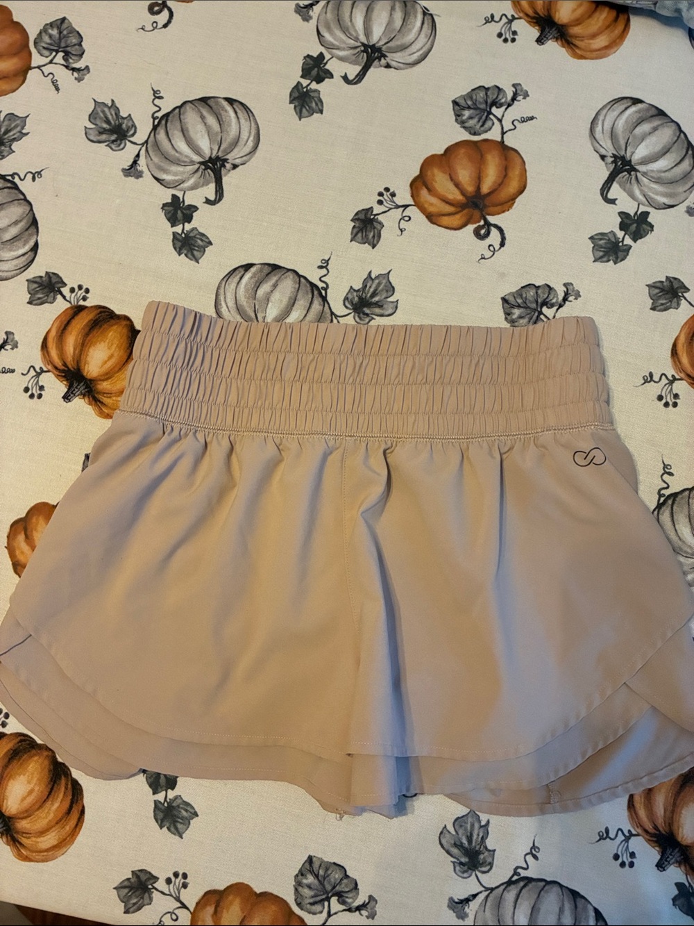 Smocked Waist Women's Skort in Beige - (Unknown Brand)